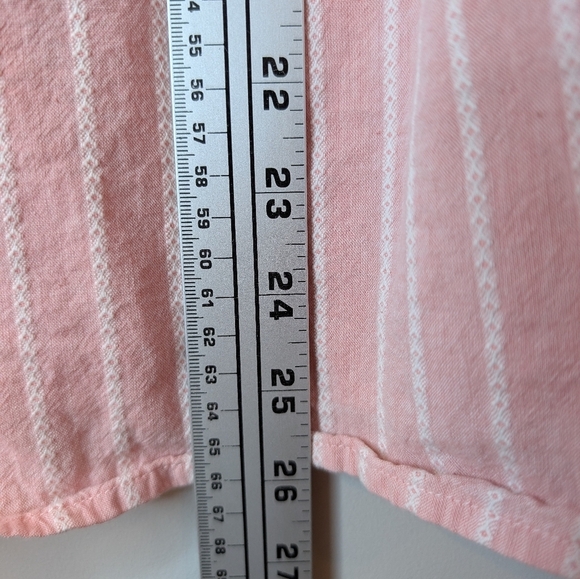 Time and Tru Pink White Stripe Women's Puff Long Sleeve Cotton Top XL (16-18) - Picture 9 of 10